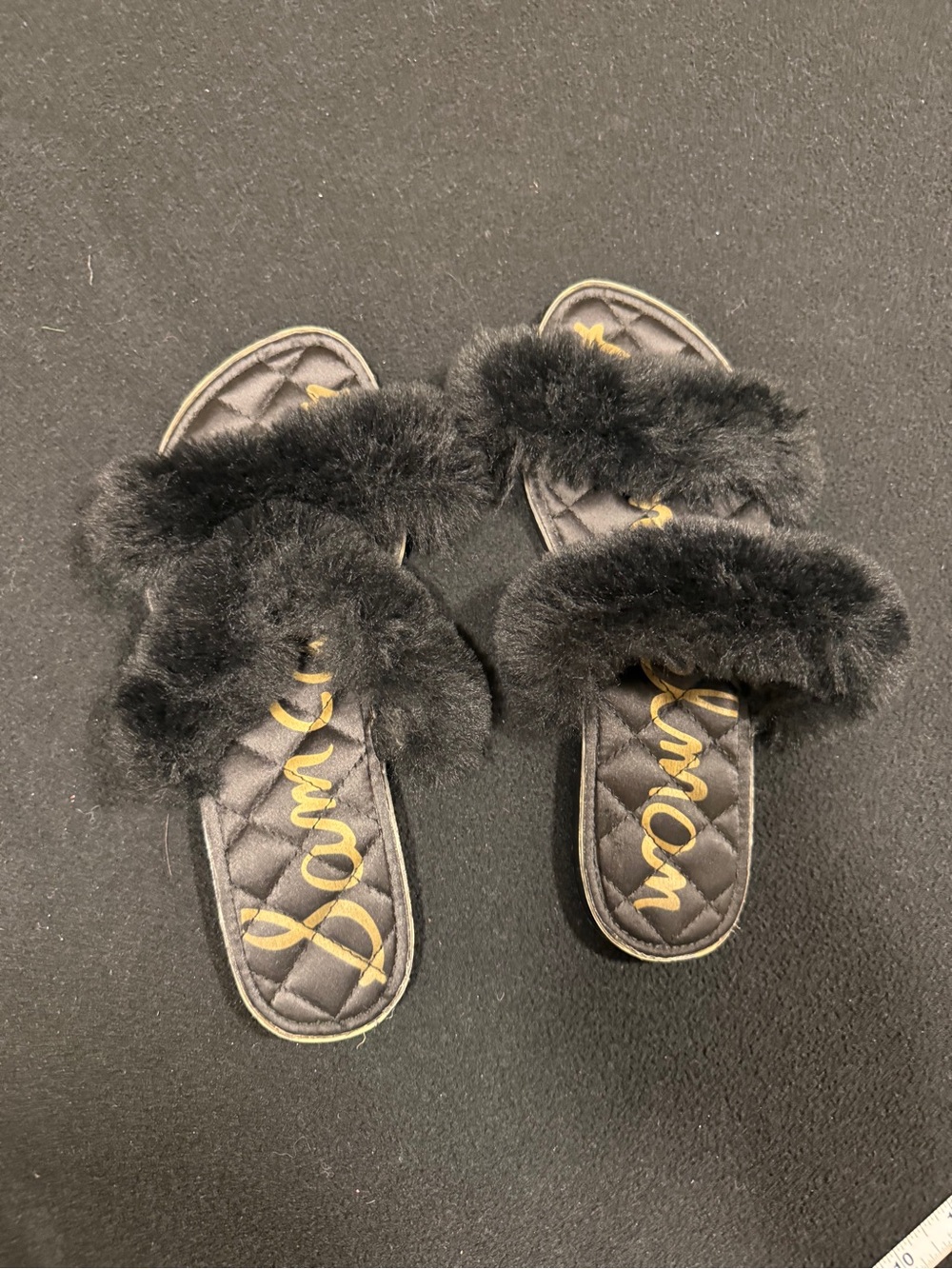 Sam Edelman Black Faux Fur Slide Slippers
